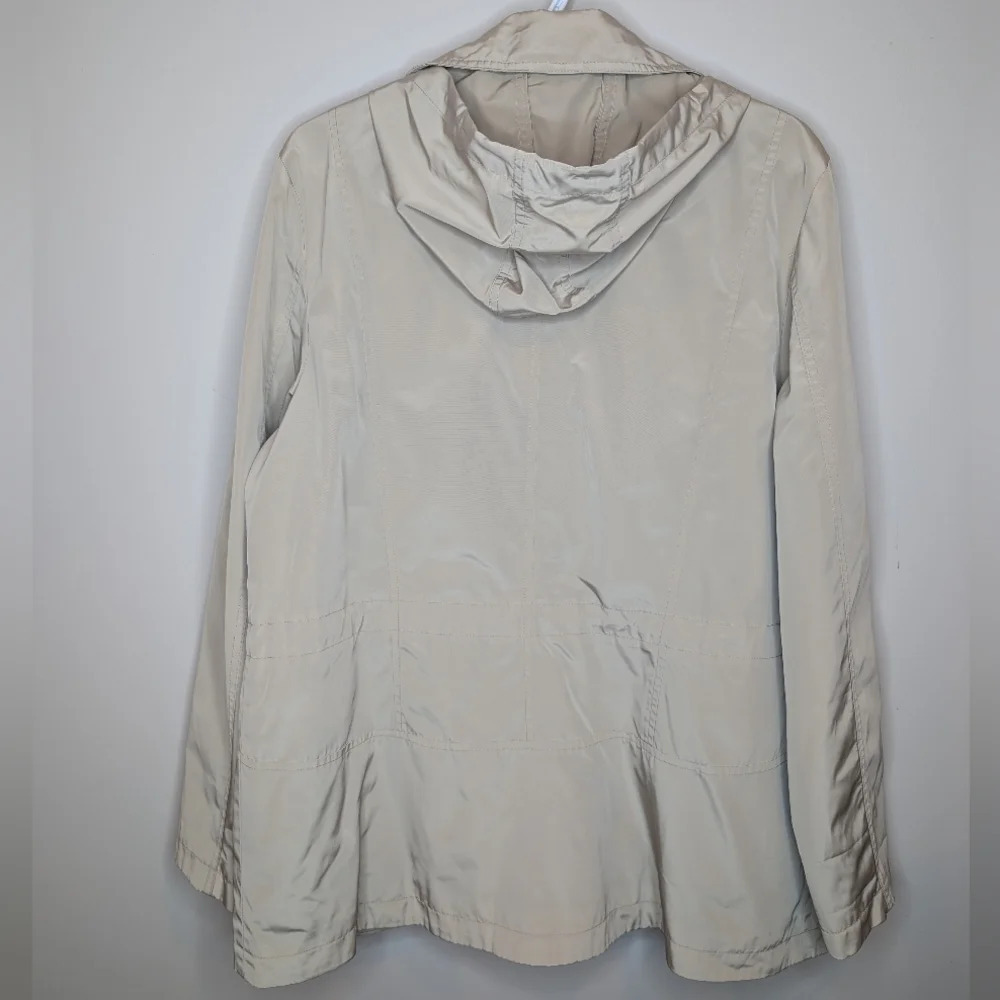 CharterClub Zip Up Water Resistant Beige Tan Rain Utility Jacket Woman Large - Picture 2 of 8